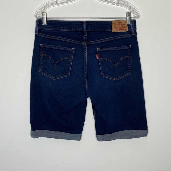 Levi's Mid Length Dark Wash Denim Shorts - Picture 6 of 10